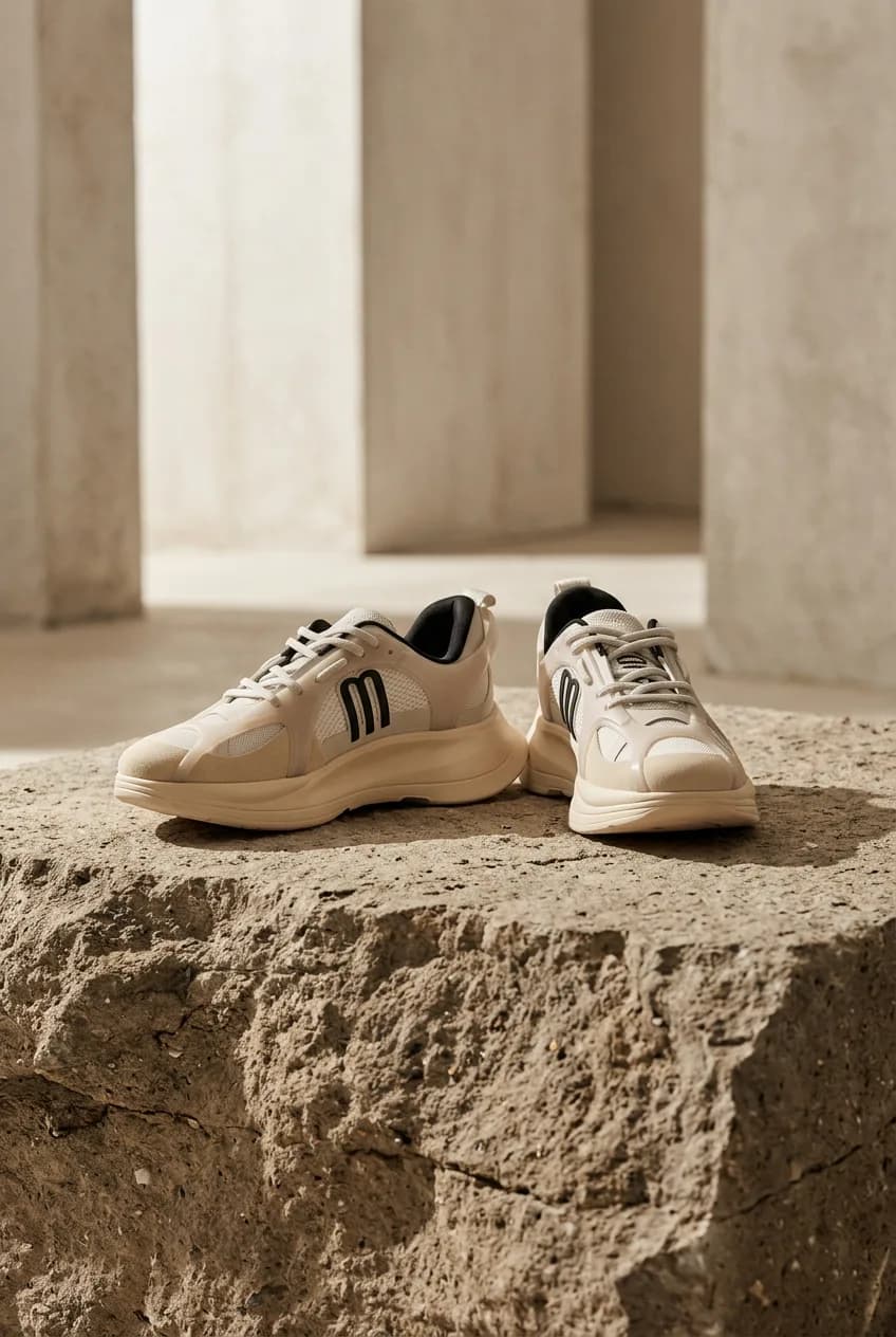 Chunky sneakers, hero framing generated by Shotfolio